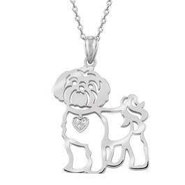shih tzu diamond in the ruff silver pendant UK STDSP a main