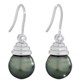 tahitian black pearl drop earrings UK TBPDE a main