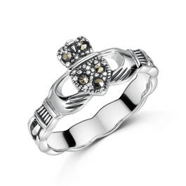 claddagh marcasite silver ring UK CLAMR a main