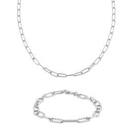 Italian Silver Necklace Bracelet Set 10275 0015 a main