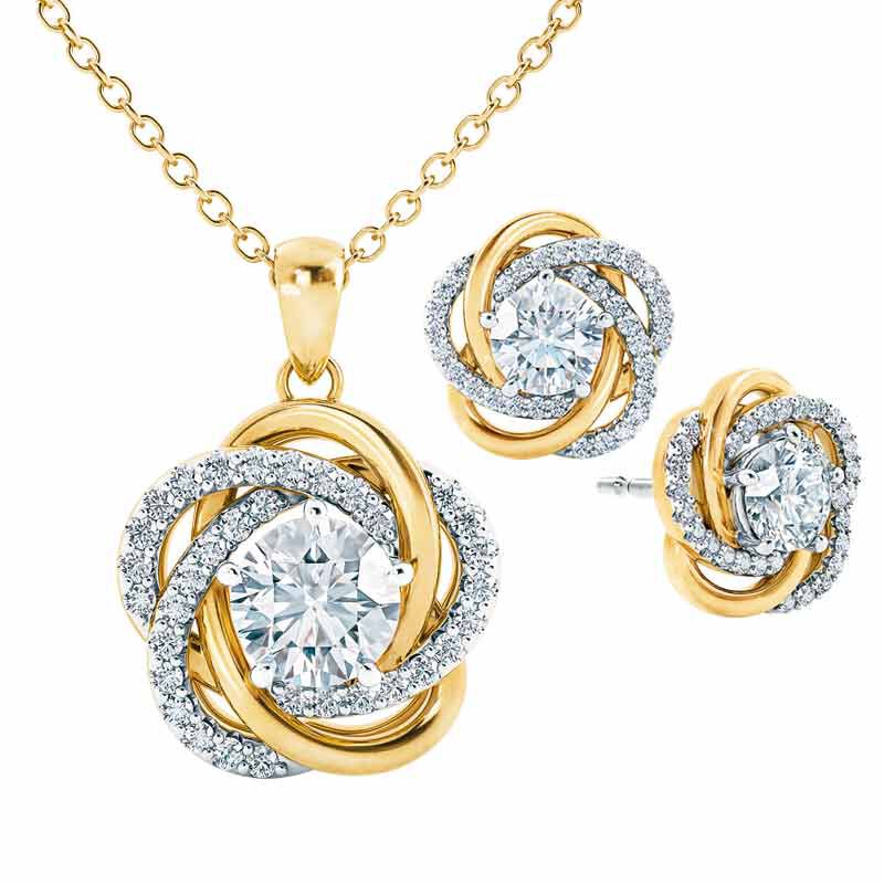 Diamond pendant necklace and earring set hotsell