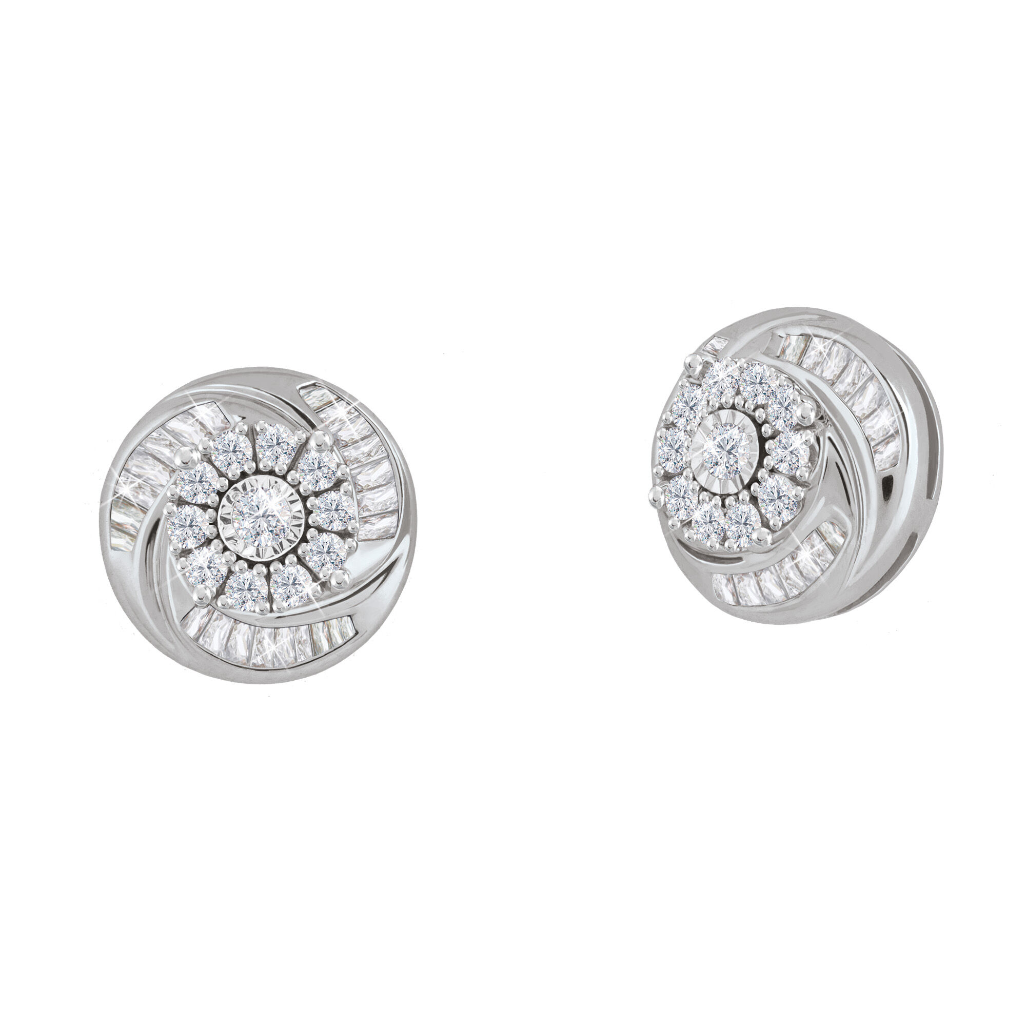 Diamond Swirl Stud Earrings