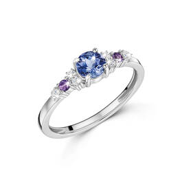 lucky lilac tanzanite and amethyst ring UK LULCR a main