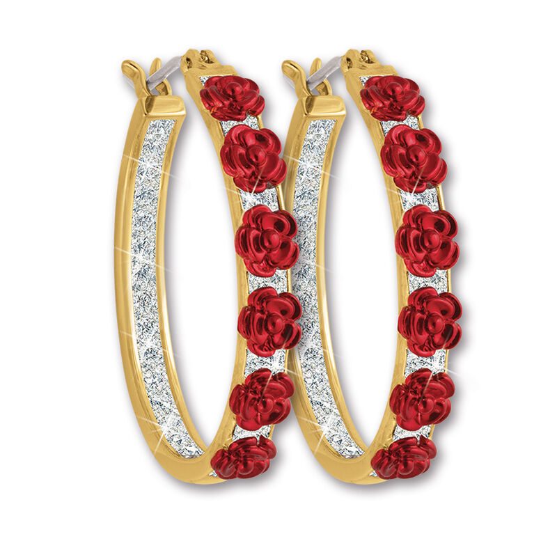 a dozen roses diamond hoop earrings UK DRHE a main