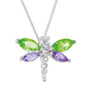 amethyst peridot dragonfly pendant UK AMDP a main