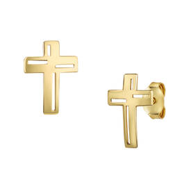 9CT GOLD DIVINE CROSS STUDS UK GODS a main