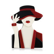 geometric black and red art deco brooch UK BRADB a main