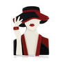 geometric black and red art deco brooch UK BRADB a main
