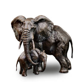 elephant cow and calf bronze UK ECAC2 a main
