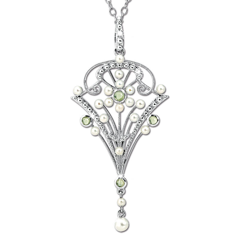 pearl and peridot silver pendant UK PPSP a main
