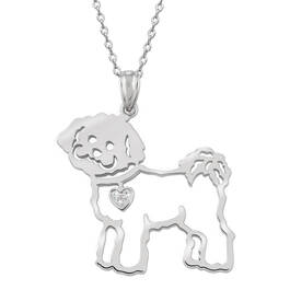 bichon frise diamond in the ruff silver pendant UK BIDSP a main