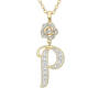 Diamond Rose Initial Pendant with Free Matching Earrings, Diamond Rose Initial Pendant 12023 0016 o pendant