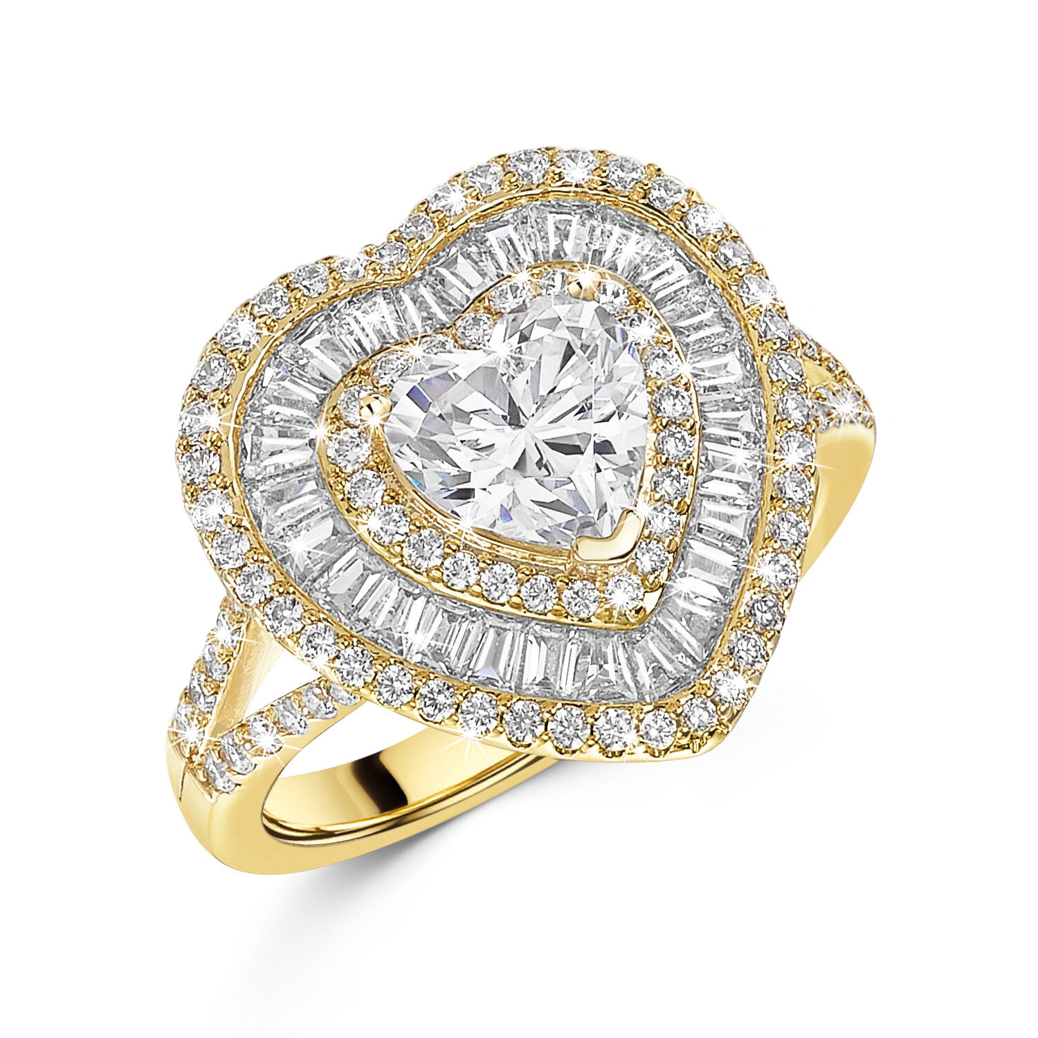 Sparkling Love Heart CZ Cocktail Ring