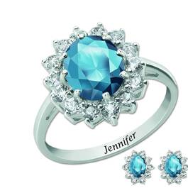 the birthstone halo jewellery set UK BSHJS m thirteen