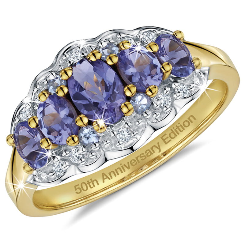 fifty years of tanzanite 18ct gold plate UK TZ50 a main