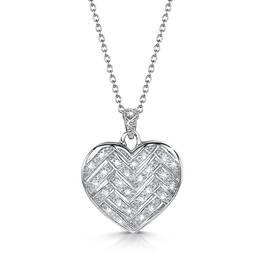 shining heart chevron silver pendant UK SHCSP a main