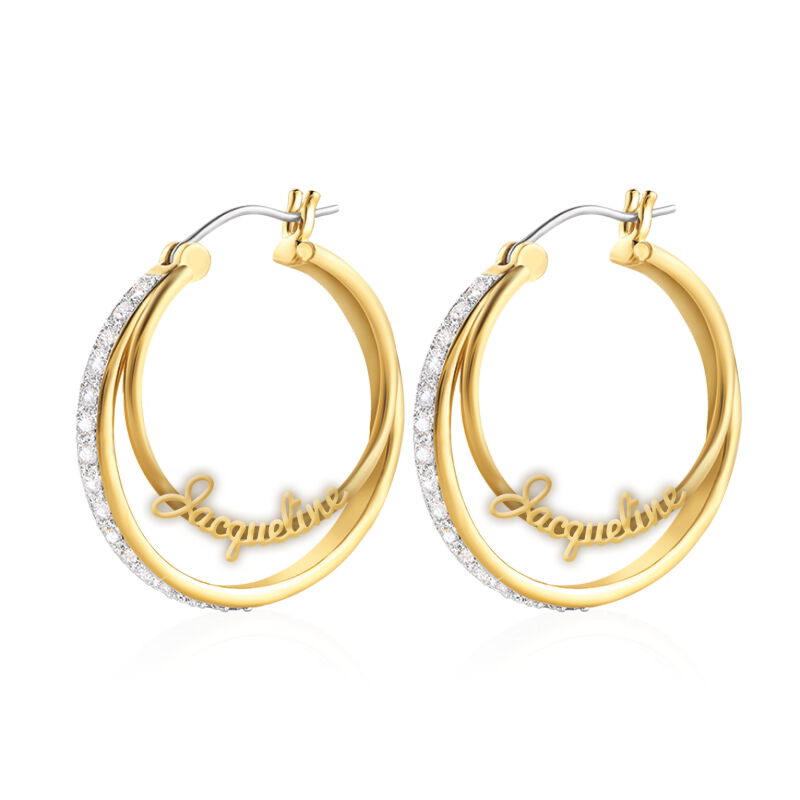 personalised double hoop earrings UK PDHE a main