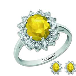 the birthstone halo jewellery set UK BSHJS l twelve