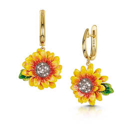 sunflower enamel silver earrings UK SESE a main