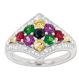 carnival multi stone silver ring UK CMSSR a main