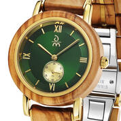 GREEN GRACE LADIES WOODEN WATC UK GREWW b closeup face