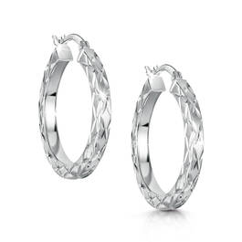 Silver Seduction Diamond Cut Hoops UK SISDH a main