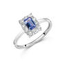 emerald cut tanzanite and diamond silver ring UK ECTAR a main