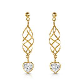 spiral heart 9ct gold drop earrings UK SHGDE a main