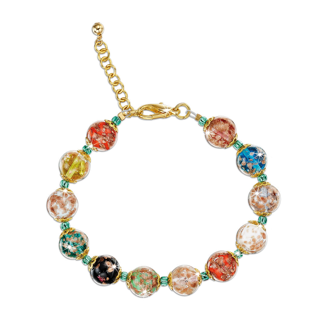 Italian Rainbow Murano Glass Bead Stretch Bracelet with Sterling Silver  Heart Charm | Ross-Simons