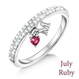 personalised birthstone initial charm si UK BSIR2 g seven