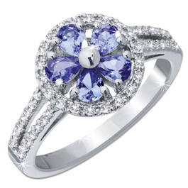 tanzanite blossom silver ring UK TBLR a main