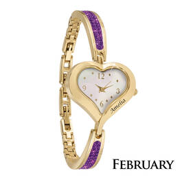 the personalised birthstone heart watch UK PHBW c three