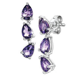 amethyst pear drop earrings UK AYDE a main