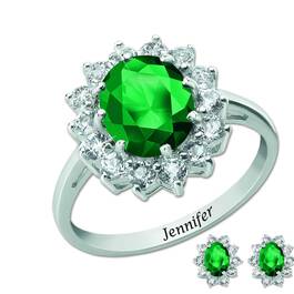 the birthstone halo jewellery set UK BSHJS f six