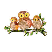 wise owl family crystal brooch UK WOFCB a main
