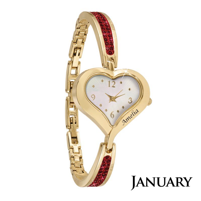 the personalised birthstone heart watch UK PHBW b two