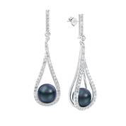 midnight kiss black pearl earrings UK TTBPE a main