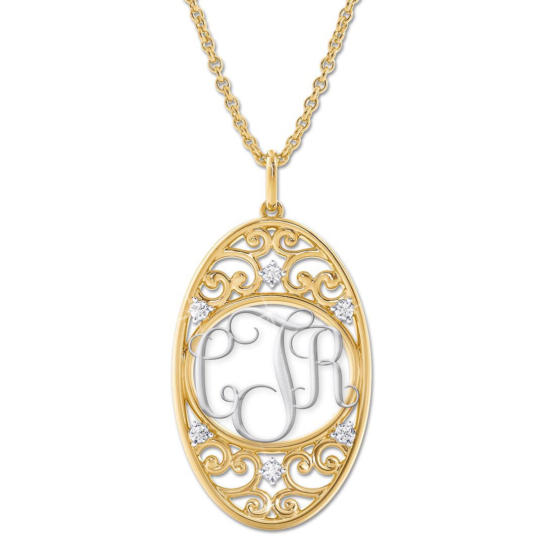 Diamond discount monogram necklaces