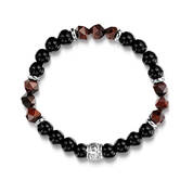mens onyx and red tiger eye bead bracelet UK MOREB a main