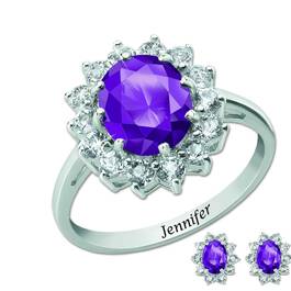 the birthstone halo jewellery set UK BSHJS g seven