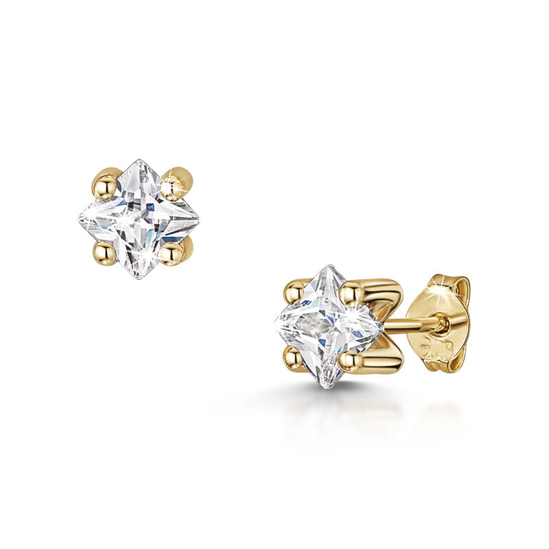 Princess Stud 9ct Gold Earrings