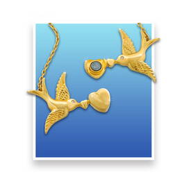 kissing birds necklace UK KBN b two