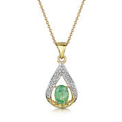 zambia emerald diamond 14ct gold pendant UK ZEDGP a main