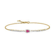 scarlet ruby teardrop 9ct gold bracelet UK RTGB b two