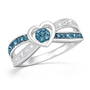 blue diamond heart silver ring UK BDHR2 a main