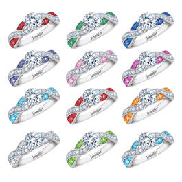 silver plated birthstone swirl ring UK SBSWR m thirteen