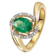 oval zambia emerald diamond 14ct gold ri UK OZEDR a main