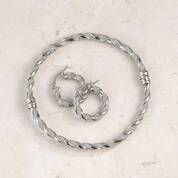 Silver Twist Bangle with FREE Matching Hoop Earrings 11142 0345 m lifestyle