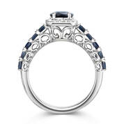 deep blue sapphire and diamond silver ring UK DBSR b two