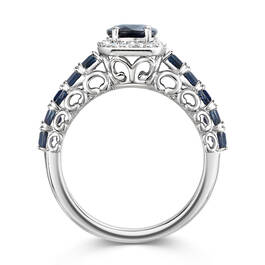 deep blue sapphire and diamond silver ring UK DBSR b two
